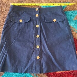 J. Crew Navy Button-Front Mini Skirt